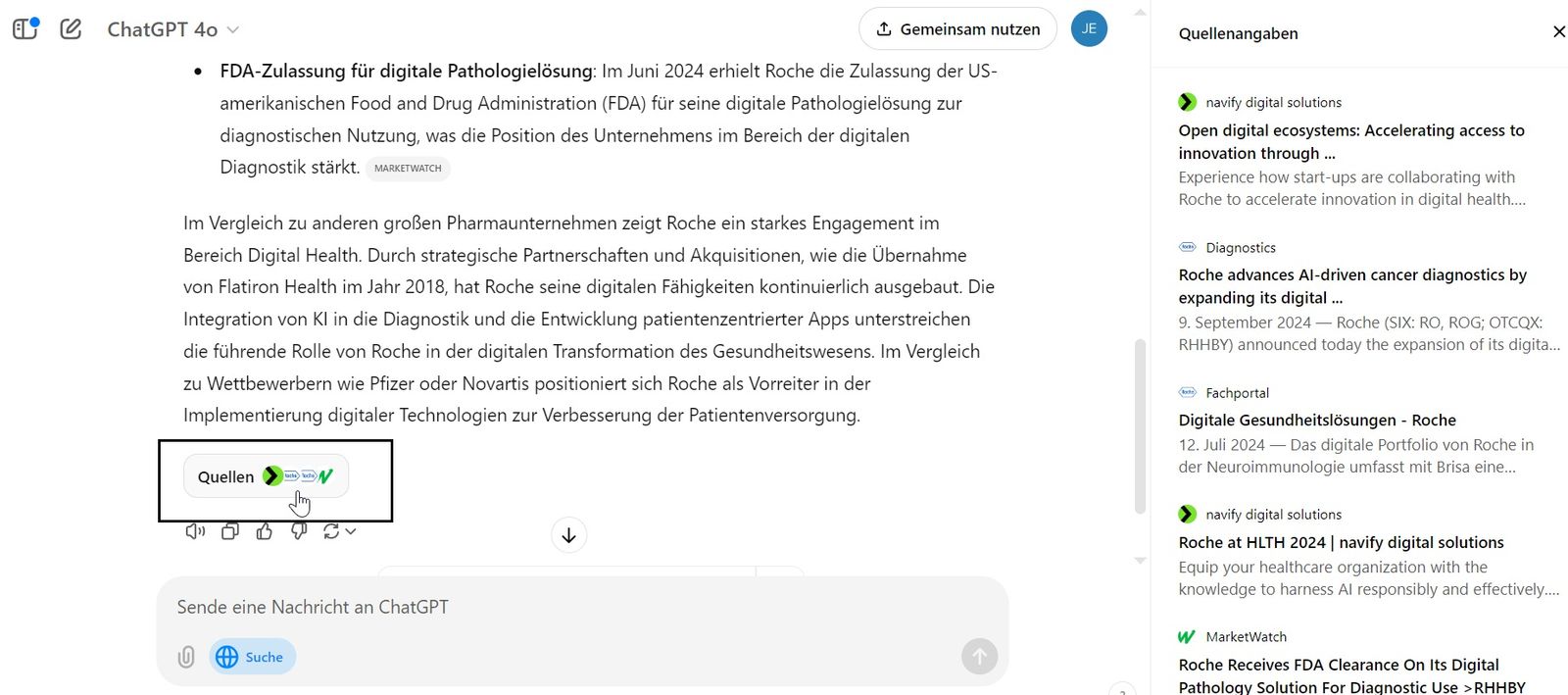 ChatGPT Search Interface
